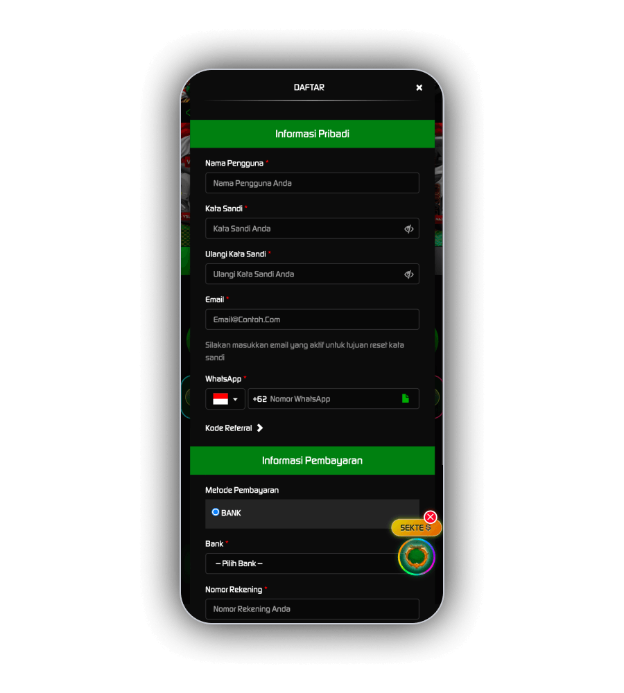 Pilihan pembayaran GadunSlot di layar ponsel